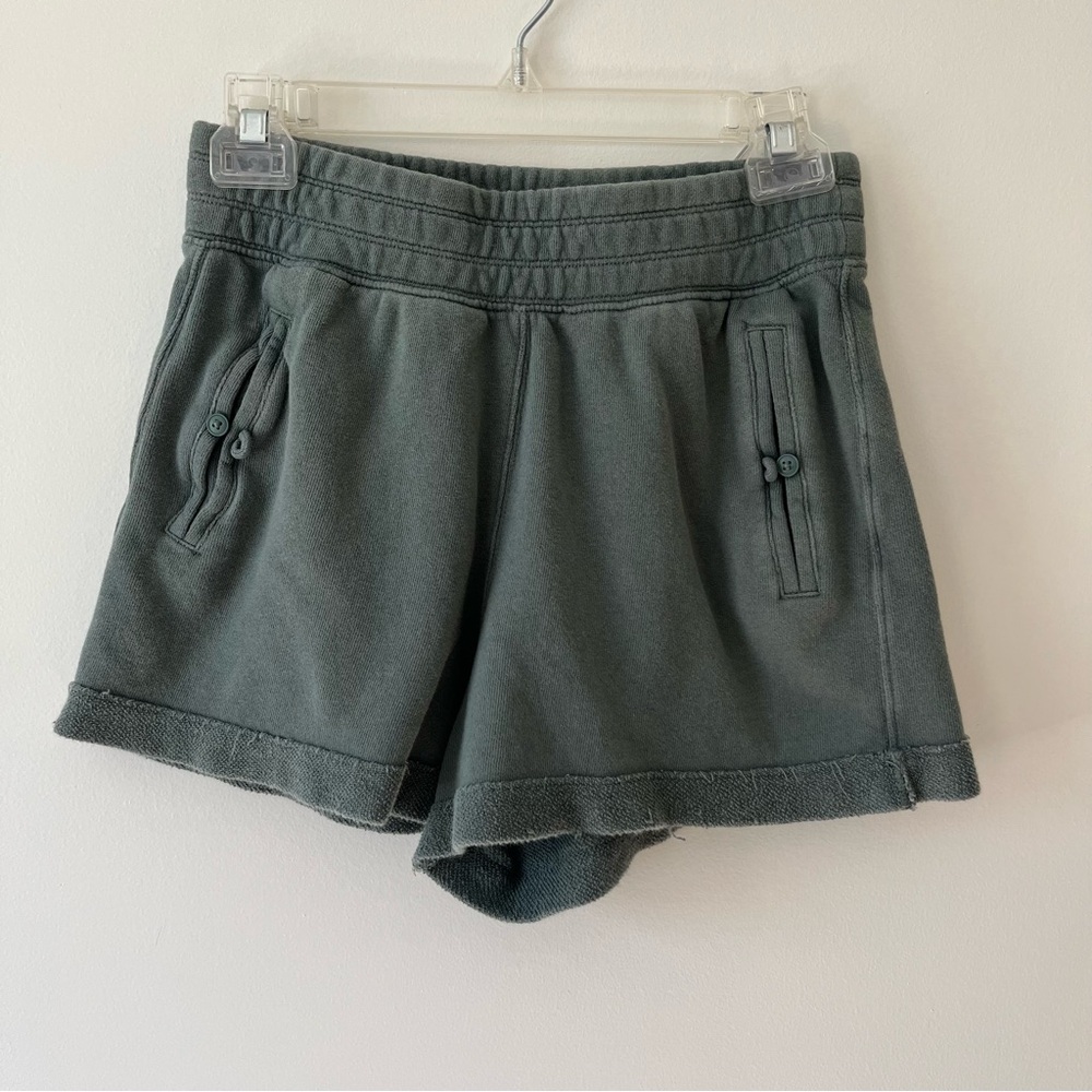 Aerie Sweat Shorts XS Green Pull On French Terry Lined Pockets